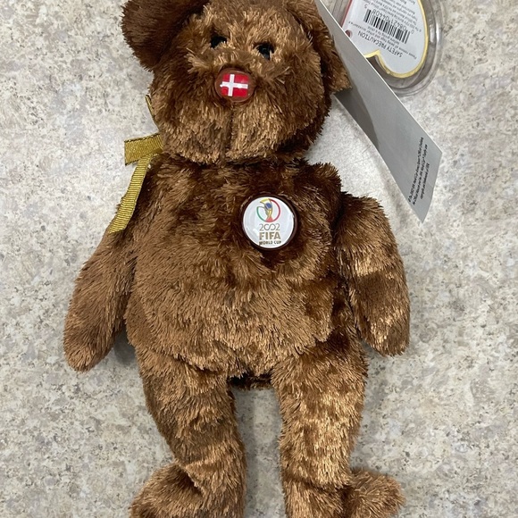 Ty Beanie Baby CHAMPION Bear 2002 DENMARK FIFA World Cup Vintage Ty Plush Animal - Picture 2 of 8